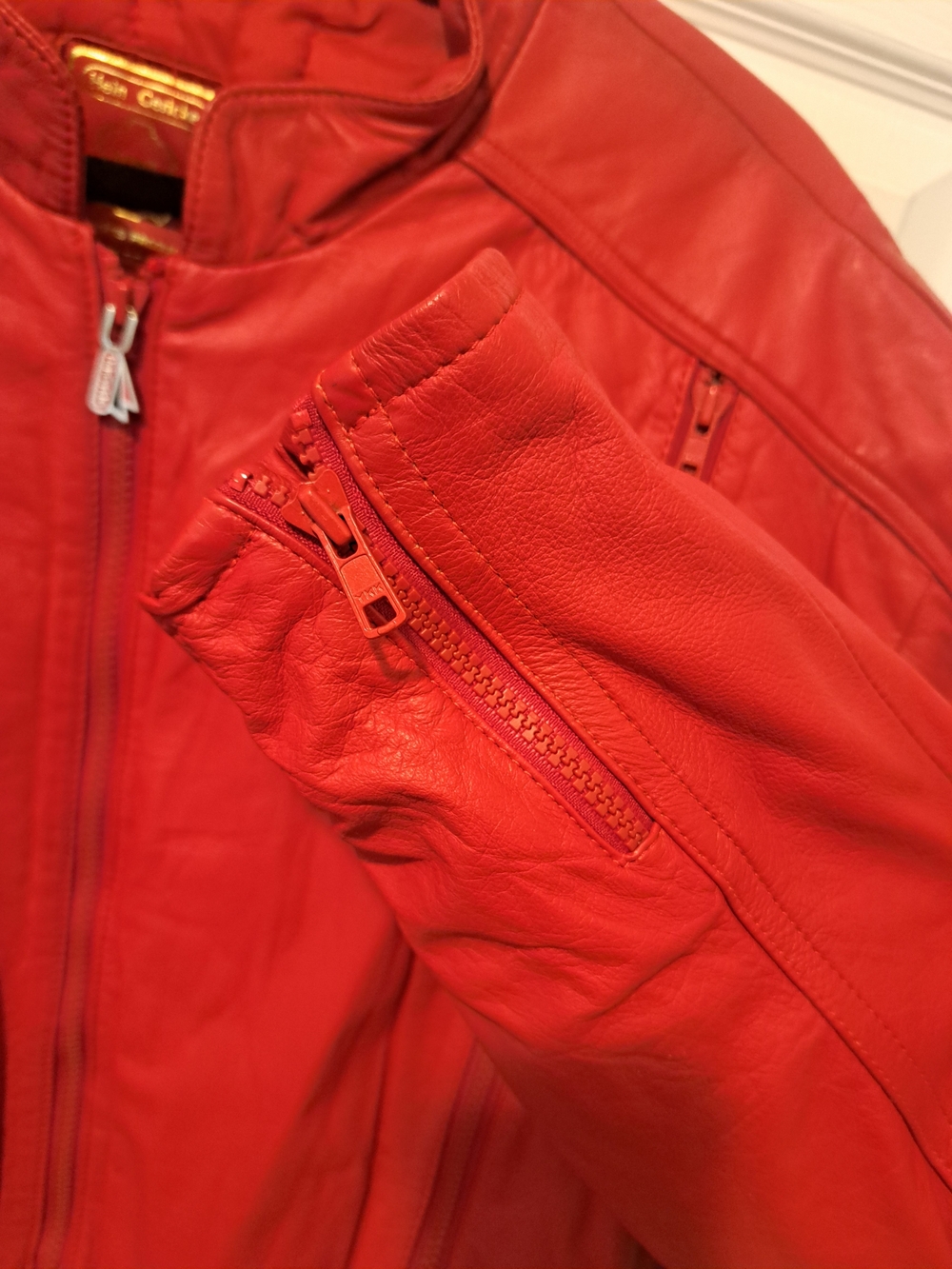 Red Leather Zip-Front Jacket - Picture 2 of 7